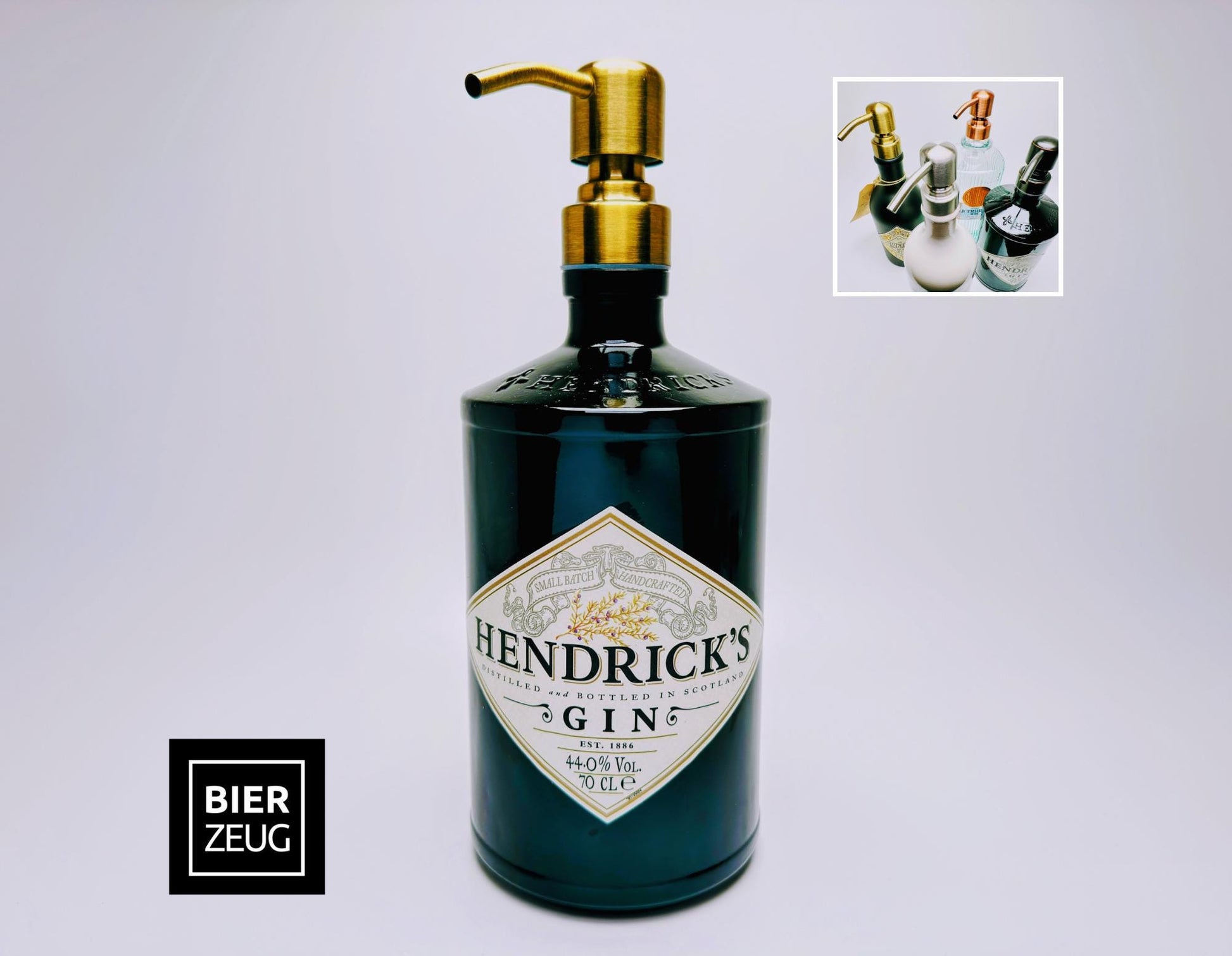 Gin-Seifenspender “Hendricks” |  Upcycling Pumpspender aus Hendricks Gin Flasche | Nachfüllbar | Bad Deko Geschenk aus Schottland | 700ml