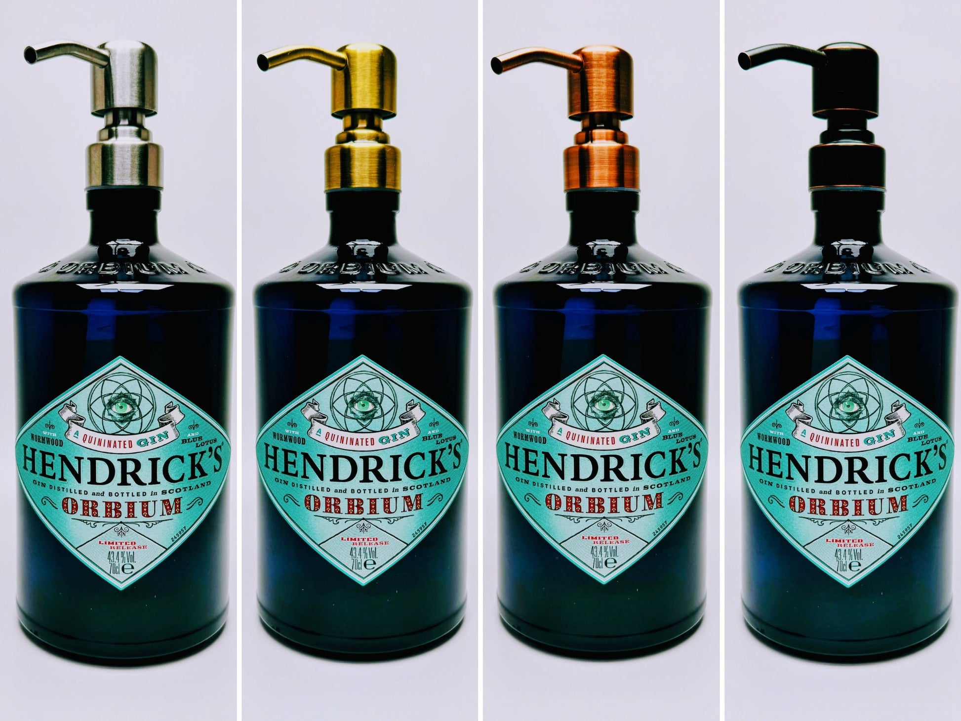 Gin-Seifenspender “Hendricks” |  Upcycling Pumpspender aus Hendricks Gin Flasche | Nachfüllbar | Bad Deko Geschenk aus Schottland | 700ml