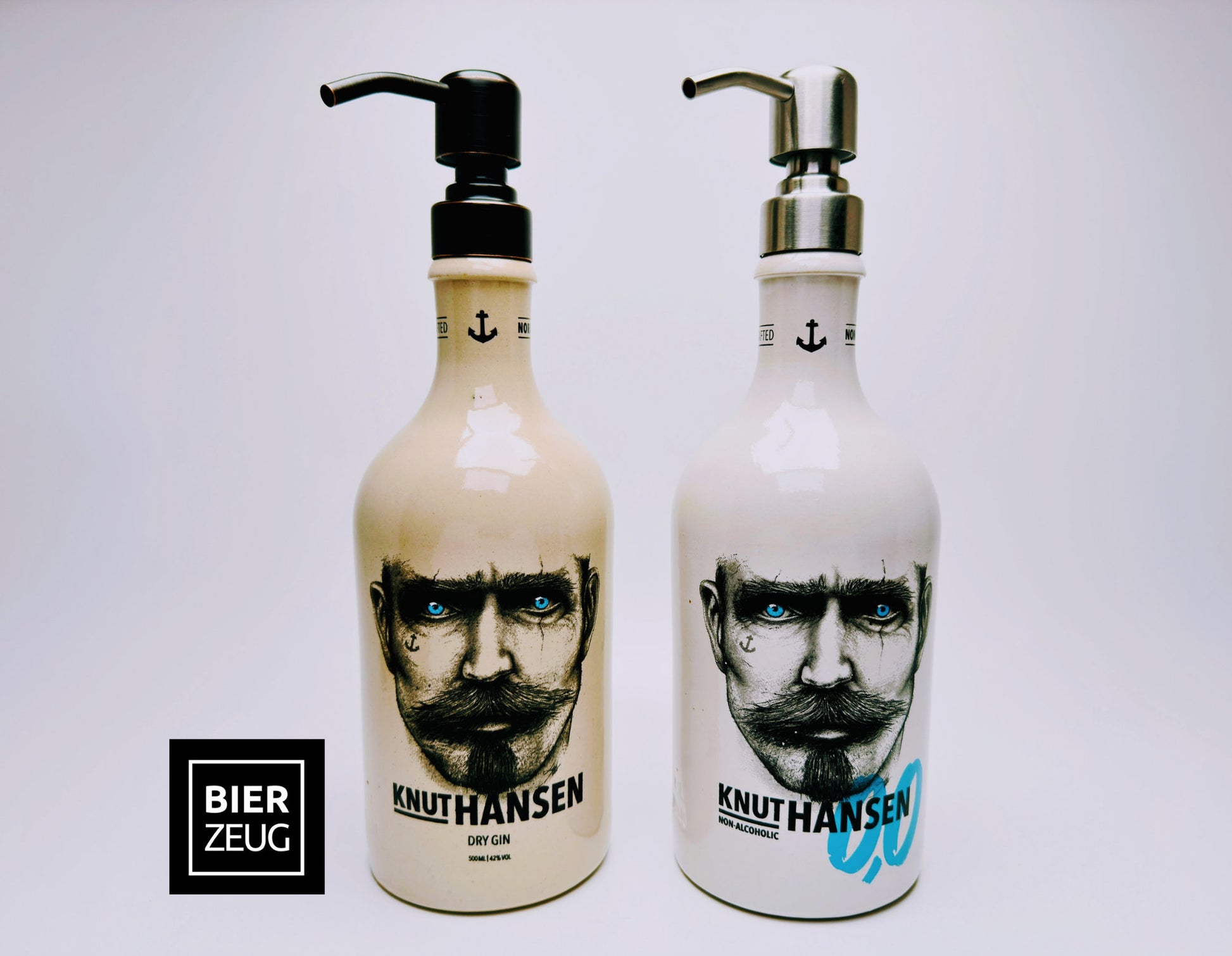 Gin-Seifenspender “Knut“ | Upcycling Pumpspender aus Original Knut Hansen Gin-Flasche | Nachfüllbar mit Seife | Bad-Deko | Geschenk Hamburg