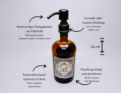 Gin-Seifenspender “Monkey 47“ | Upcycling Pumpspender aus Monkey47 Gin Flasche | Nachfüllbar mit Seife | Bad Deko | Geschenk Schwarzwald