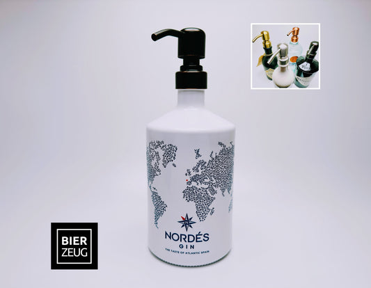 Gin-Seifenspender “Nordes“ | Upcycling Pumpspender aus Nordes Gin Flasche | Nachfüllbar | Handgemachte Bad Deko | Geschenk für Spanien Fans