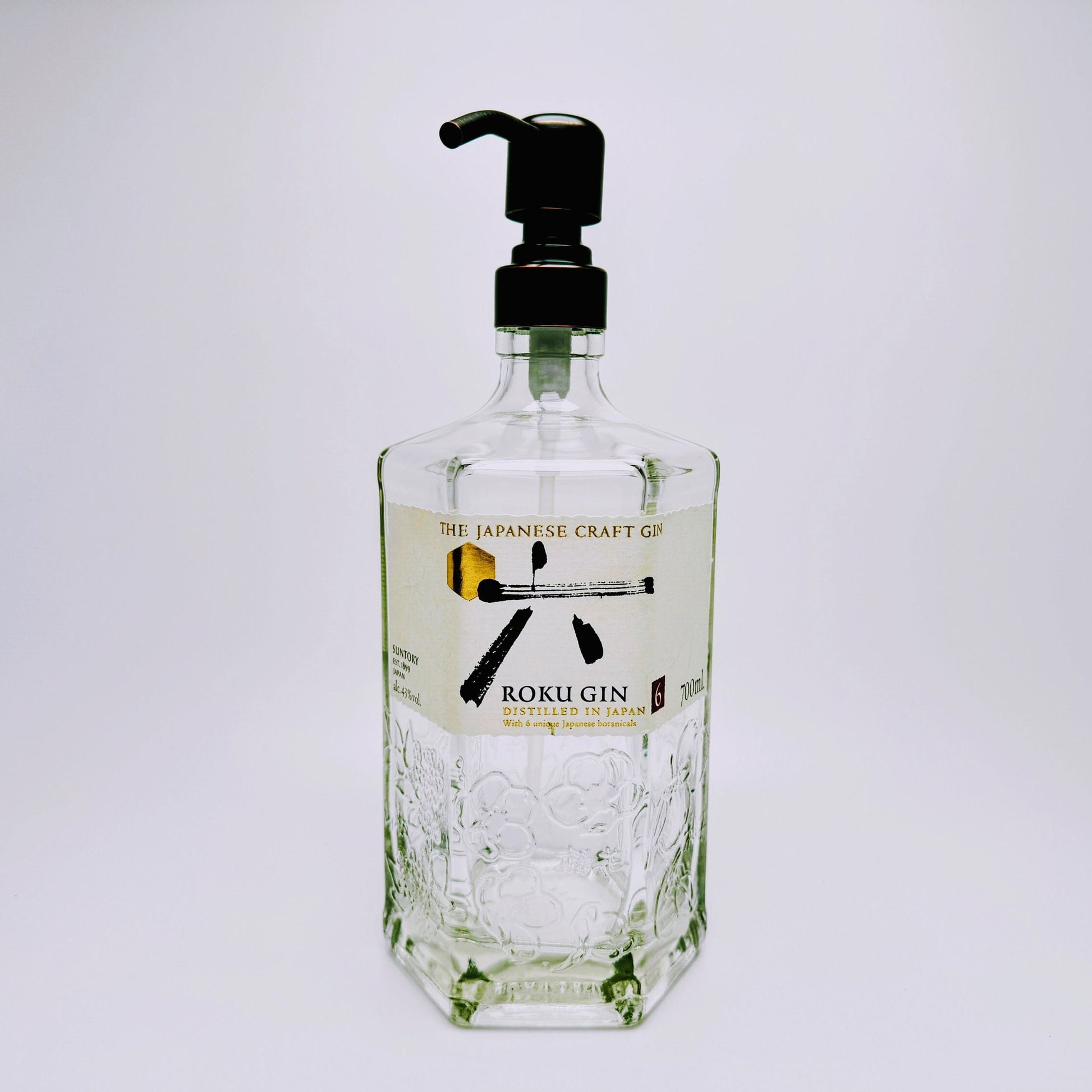 Gin-Seifenspender “Roku“ | Upcycling Pumpspender aus Roku Gin Flasche | Nachfüllbar mit Seife, Spüli, Lotion | Bad Deko | Geschenk Japan