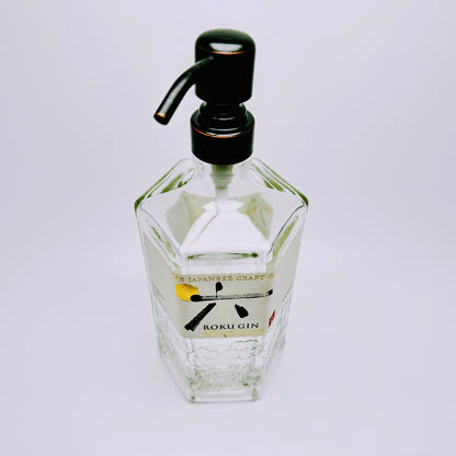 Gin-Seifenspender “Roku“ | Upcycling Pumpspender aus Roku Gin Flasche | Nachfüllbar mit Seife, Spüli, Lotion | Bad Deko | Geschenk Japan