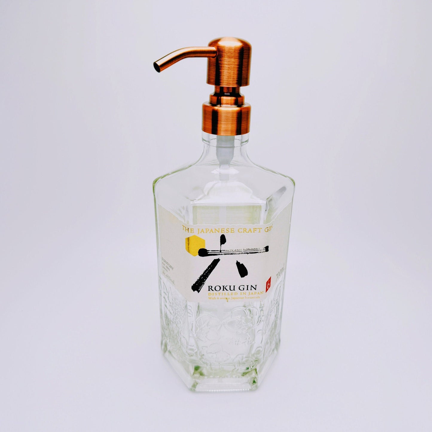 Gin-Seifenspender “Roku“ | Upcycling Pumpspender aus Roku Gin Flasche | Nachfüllbar mit Seife, Spüli, Lotion | Bad Deko | Geschenk Japan