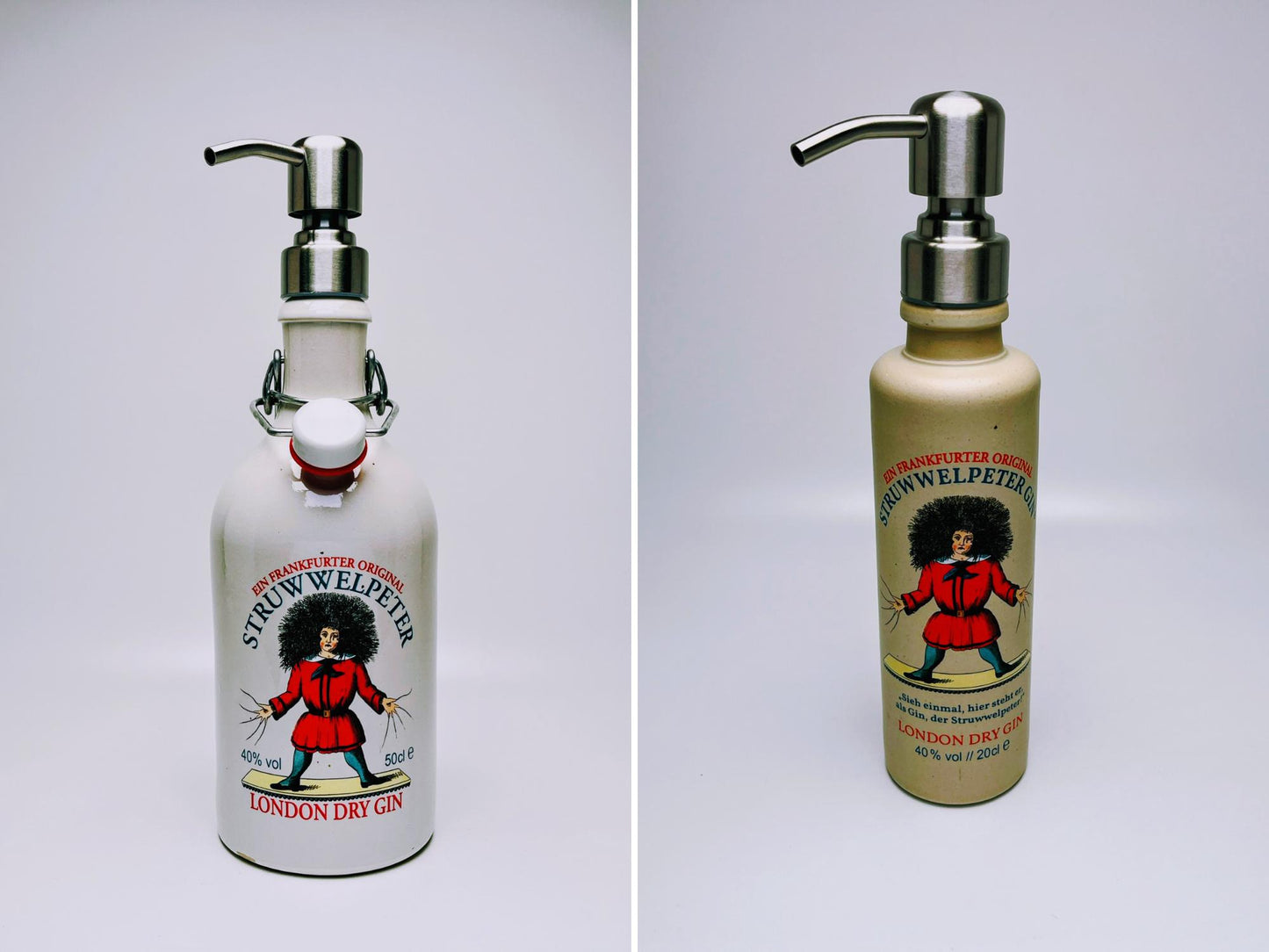 Gin-Seifenspender “Struwwelpeter“ | Upcycling Pumpspender aus Struwwelpeter Gin Flasche | Nachfüllbar Seife | Bad Deko | Geschenk Frankfurt