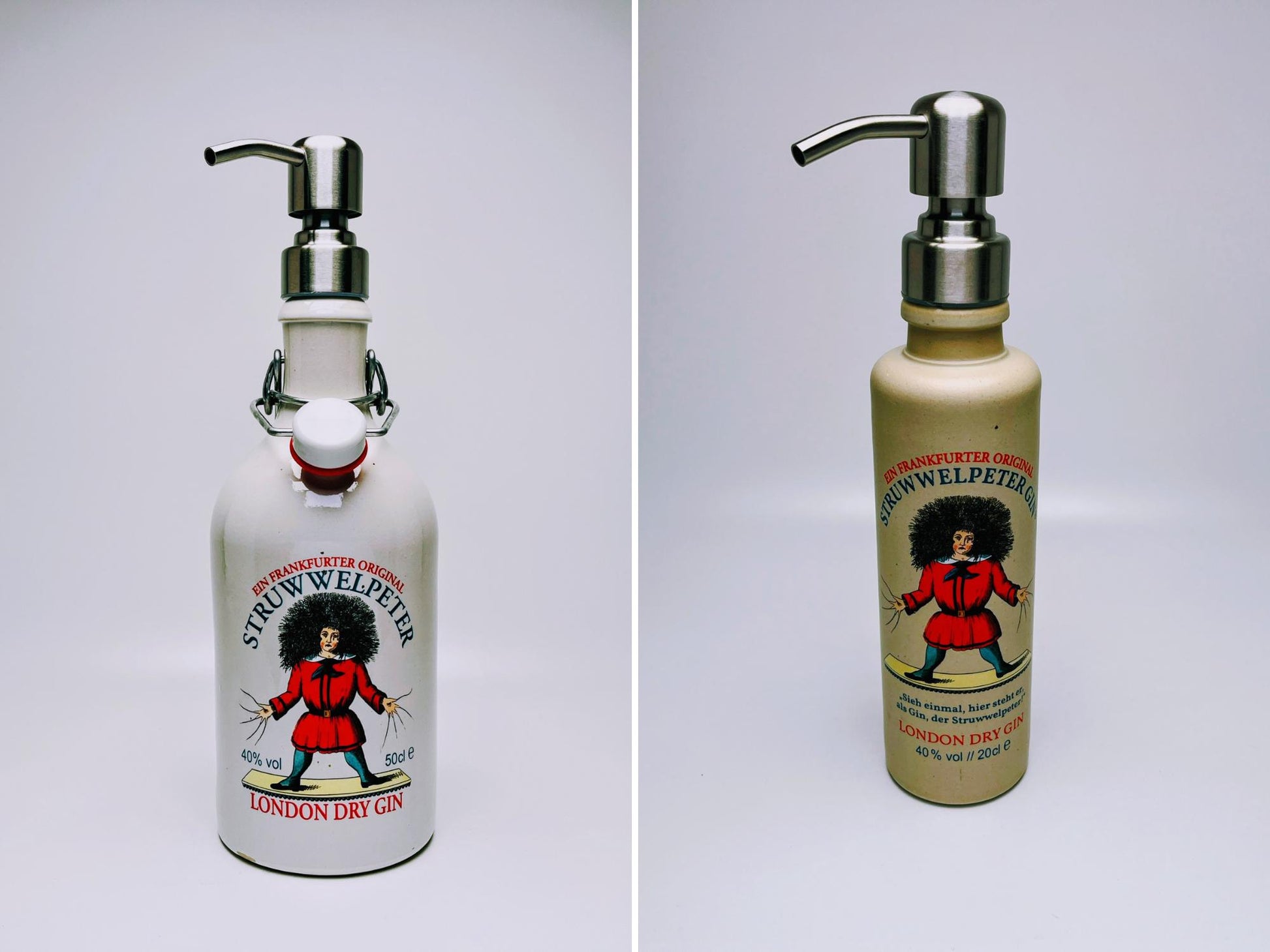 Gin-Seifenspender “Struwwelpeter“ | Upcycling Pumpspender aus Struwwelpeter Gin Flasche | Nachfüllbar Seife | Bad Deko | Geschenk Frankfurt