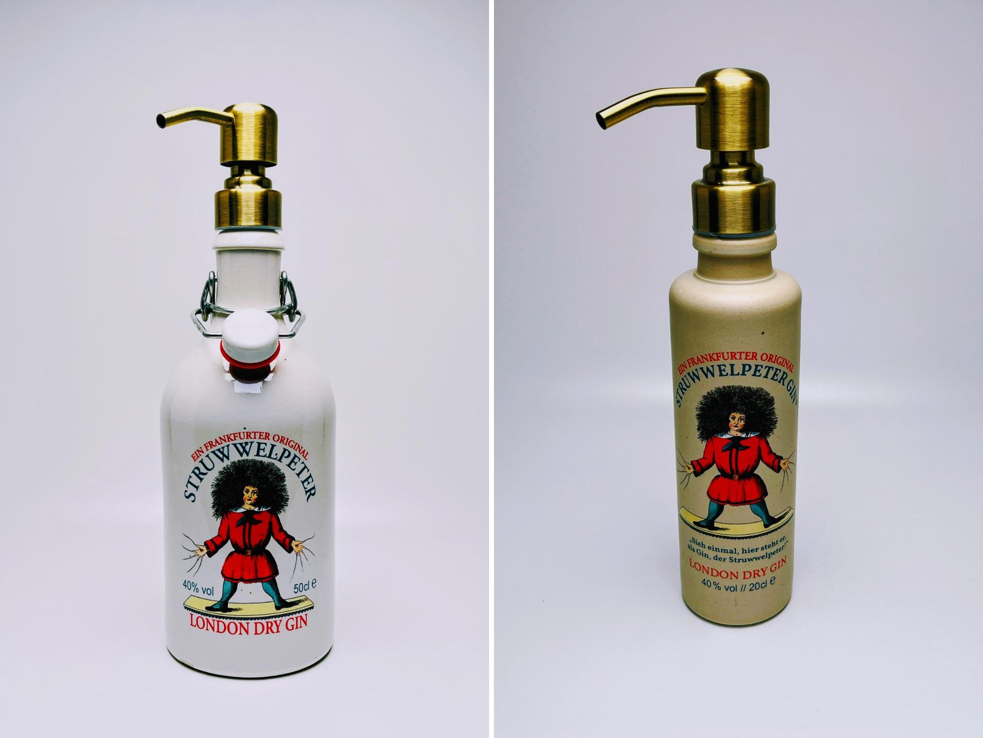 Gin-Seifenspender “Struwwelpeter“ | Upcycling Pumpspender aus Struwwelpeter Gin Flasche | Nachfüllbar Seife | Bad Deko | Geschenk Frankfurt