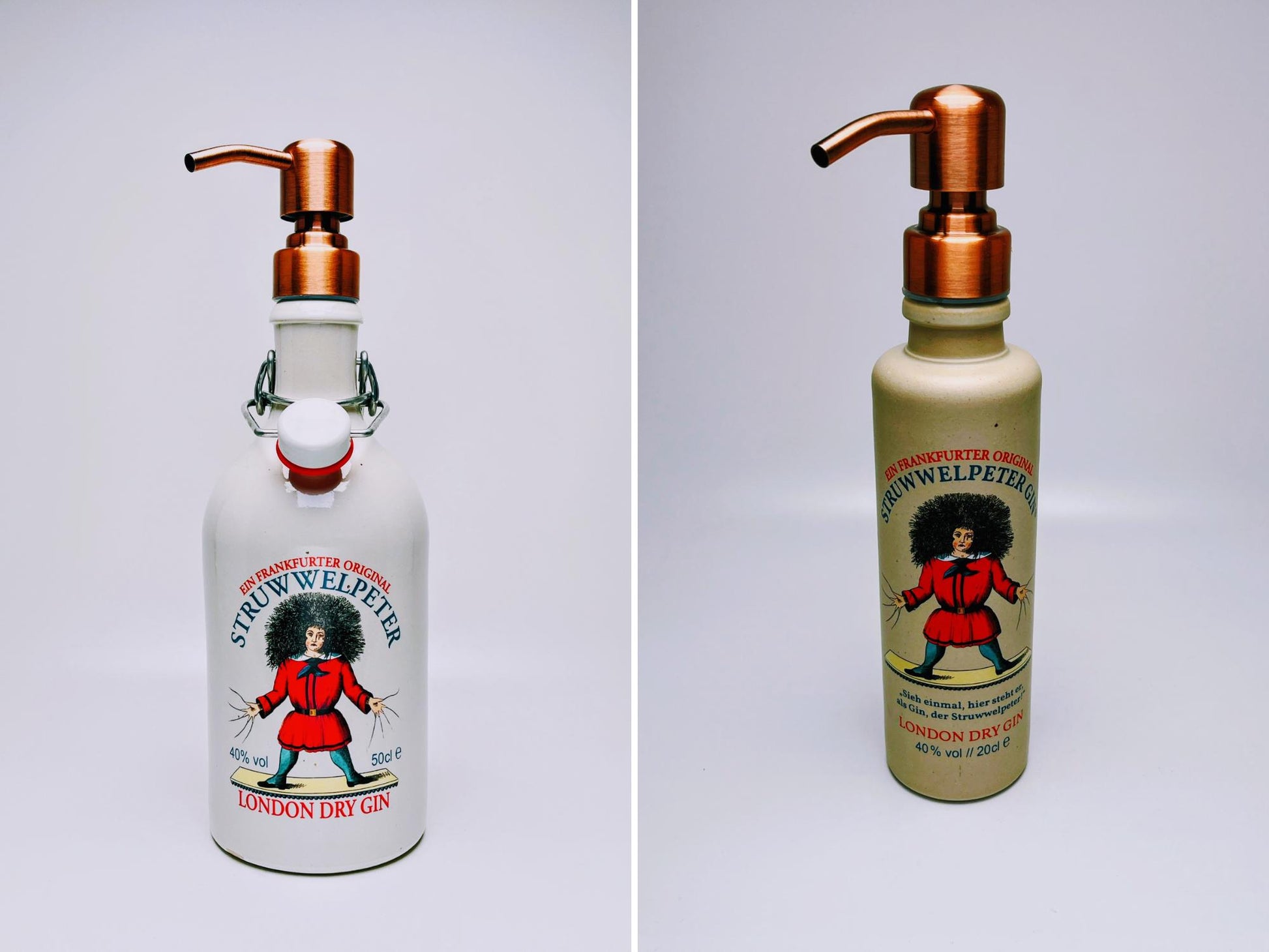 Gin-Seifenspender “Struwwelpeter“ | Upcycling Pumpspender aus Struwwelpeter Gin Flasche | Nachfüllbar Seife | Bad Deko | Geschenk Frankfurt