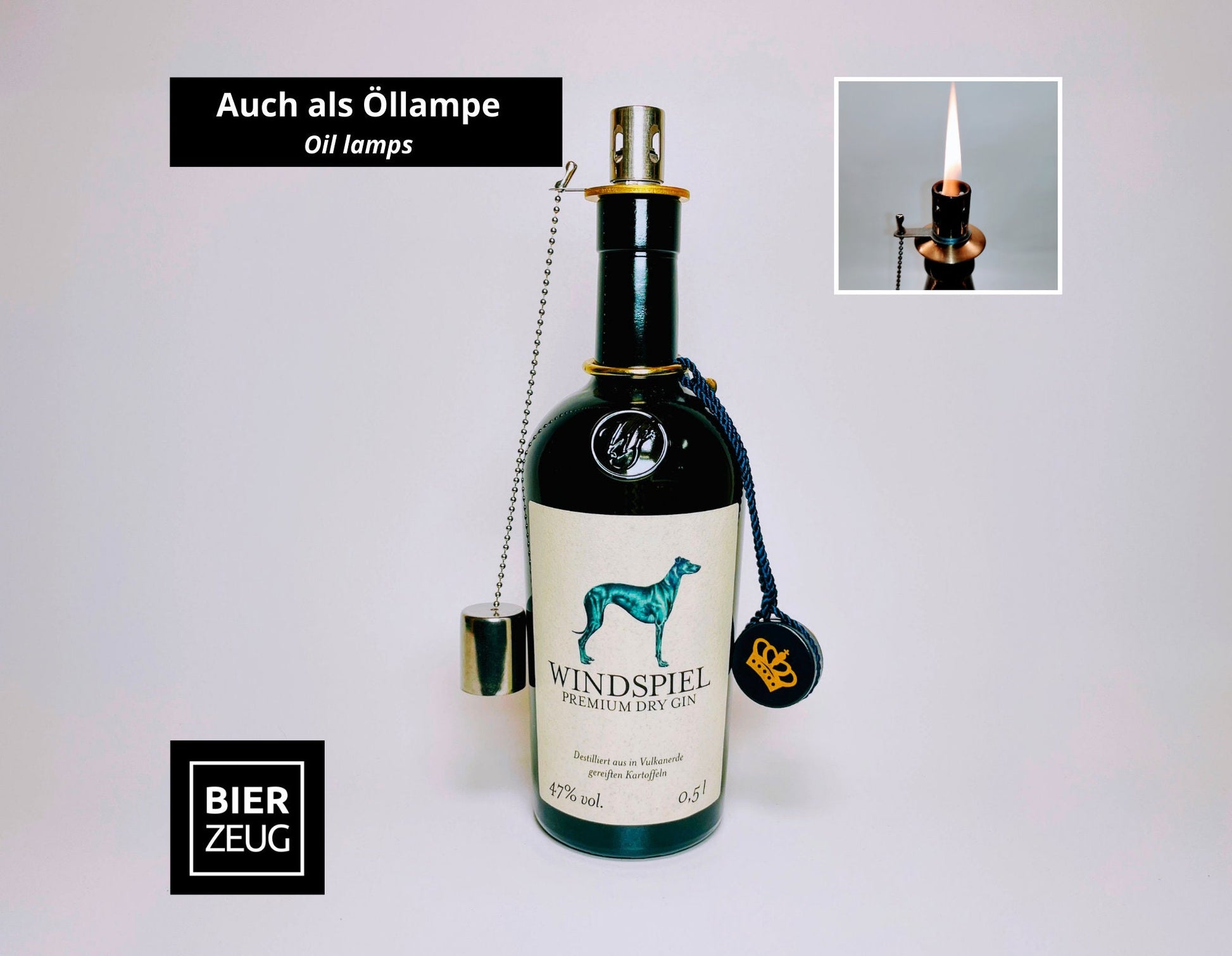 Gin-Seifenspender “Windspiel“ | Upcycling Pumpspender aus Windspiel Gin Flasche | Nachfüllbar mit Seife | Bad Deko | Geschenk Windhund Eifel