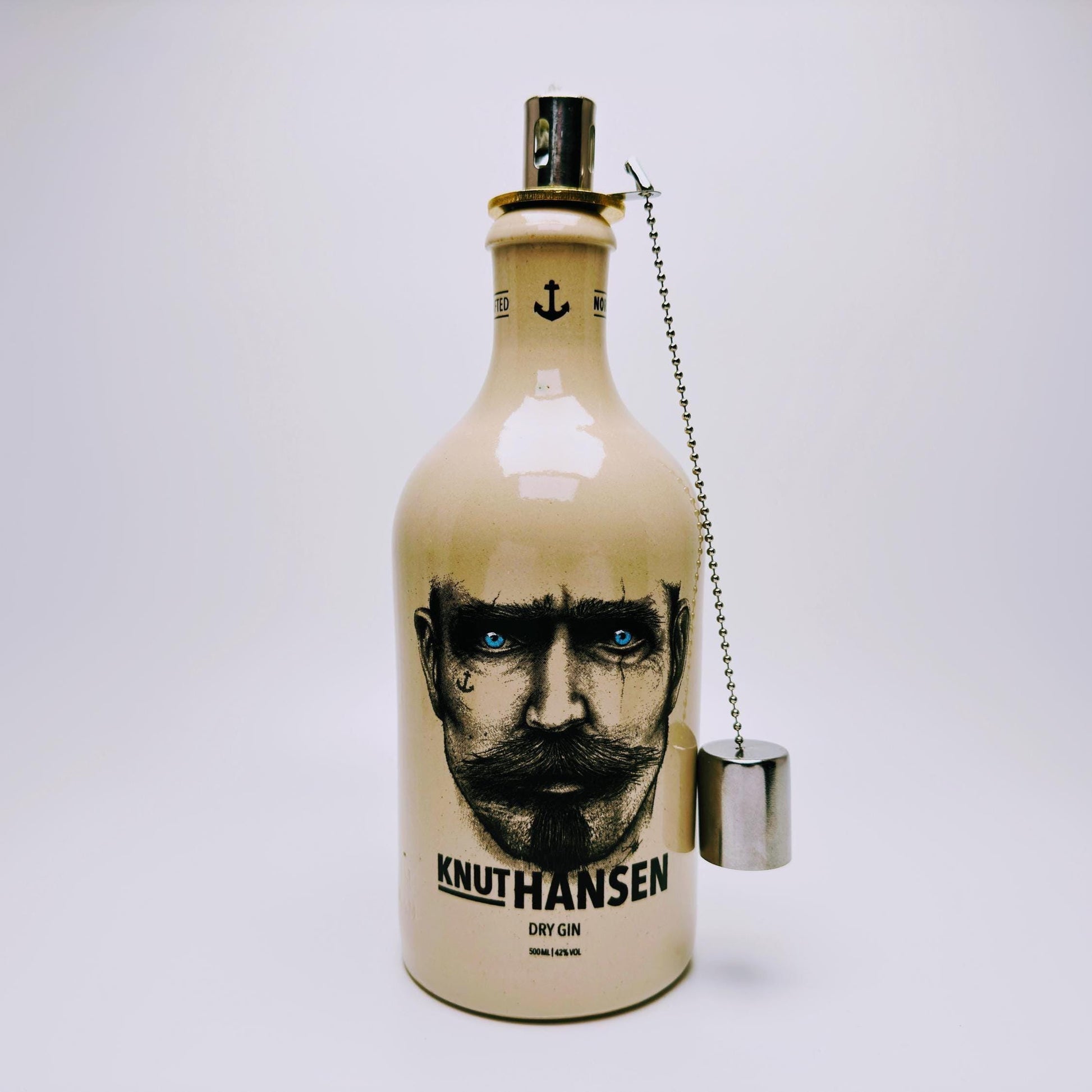 Gin Öllampe aus echter Ginflasche – Handgemachte Upcycling Lampe – Windlicht für Balkon & Garten Deko – Geschenkidee für Gin Liebhaber