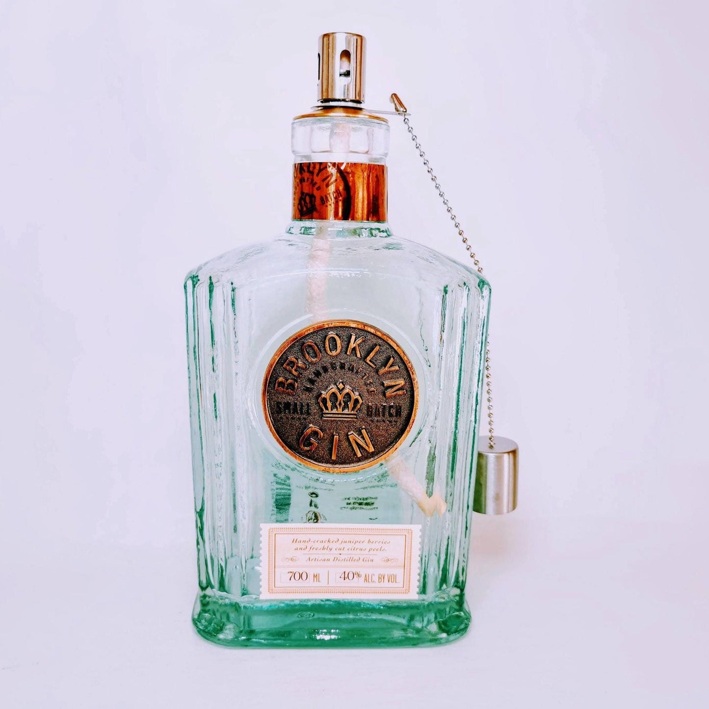 Gin Öllampe aus echter Ginflasche – Handgemachte Upcycling Lampe – Windlicht für Balkon & Garten Deko – Geschenkidee für Gin Liebhaber