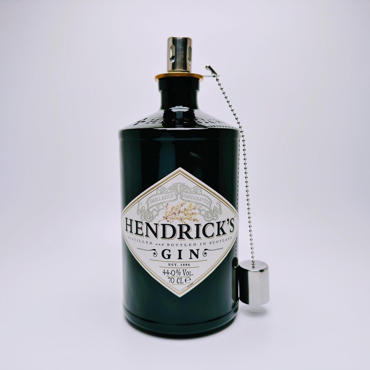 Gin Öllampe aus echter Ginflasche – Handgemachte Upcycling Lampe – Windlicht für Balkon & Garten Deko – Geschenkidee für Gin Liebhaber