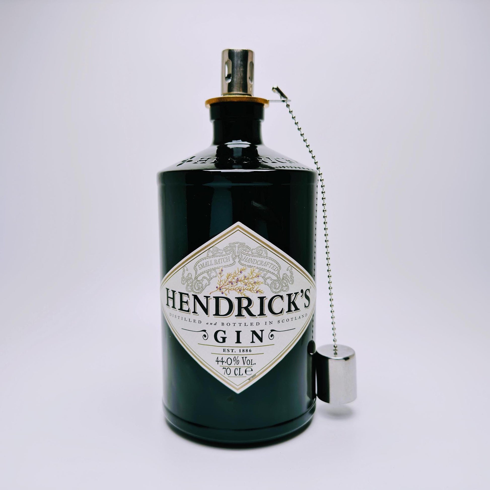 Gin Öllampe aus echter Ginflasche – Handgemachte Upcycling Lampe – Windlicht für Balkon & Garten Deko – Geschenkidee für Gin Liebhaber