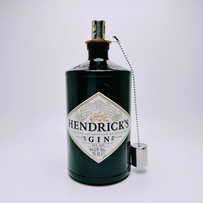 Gin Öllampe aus echter Ginflasche – Handgemachte Upcycling Lampe – Windlicht für Balkon & Garten Deko – Geschenkidee für Gin Liebhaber