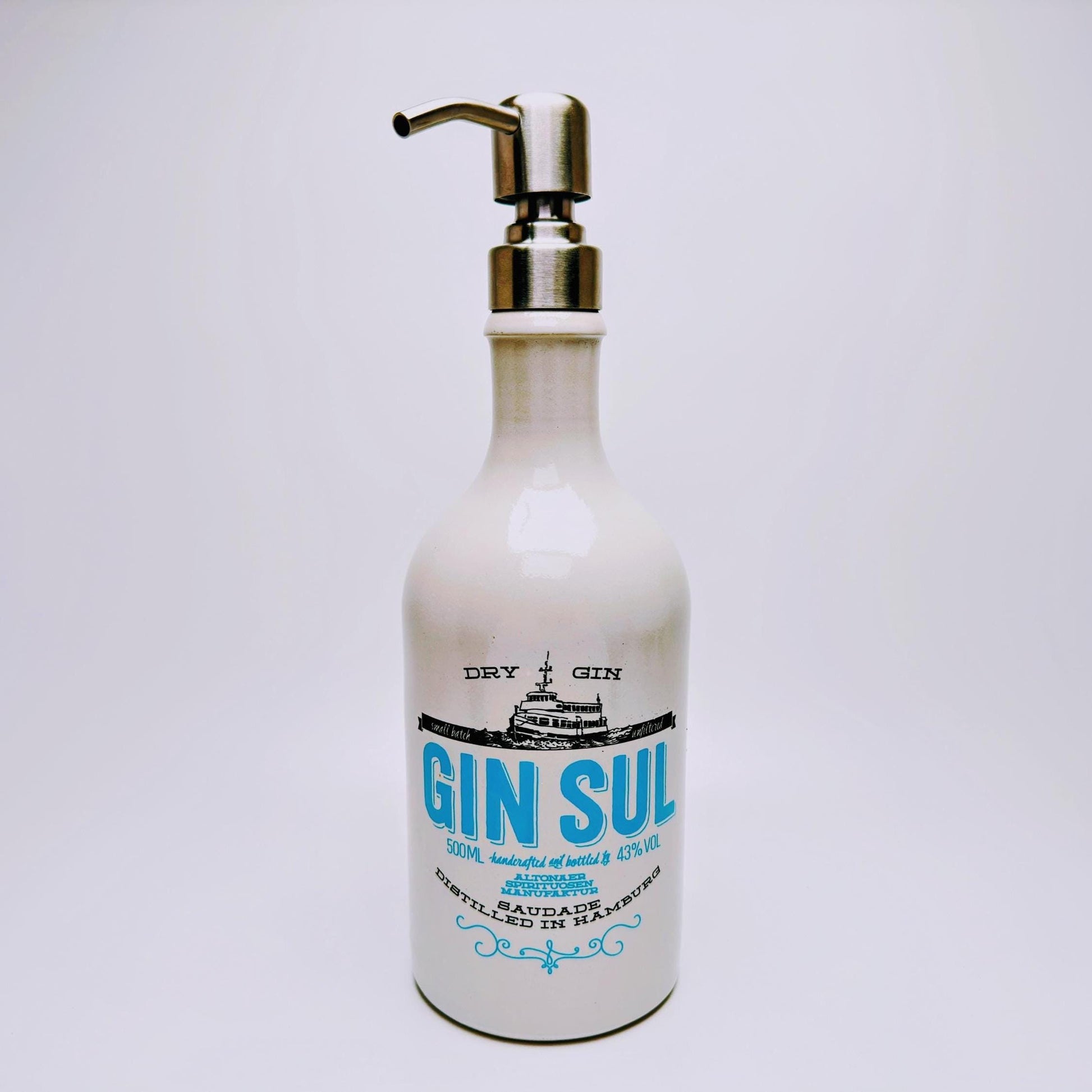 Gin Seifenspender aus echter Ginflasche – Handgemachter nachfüllbarer Pumpspender – Upcycling Seifenspender – Geschenkidee für Gin Liebhaber