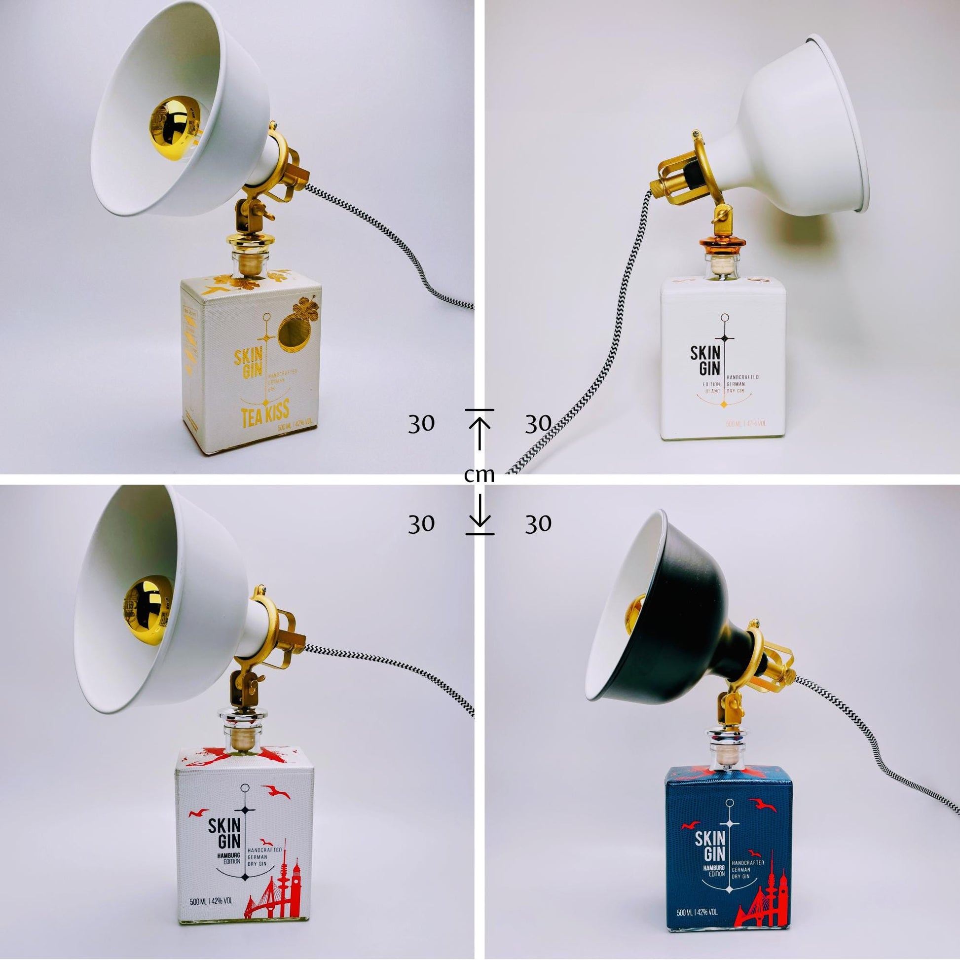 Gin Tischlampe aus echter Ginflasche – Handgemachte Design Lampe im Industrial Look – Upcycling Deko Lampe – Geschenkidee für Gin Liebhaber