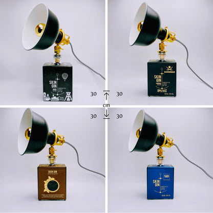 Gin Tischlampe aus echter Ginflasche – Handgemachte Design Lampe im Industrial Look – Upcycling Deko Lampe – Geschenkidee für Gin Liebhaber