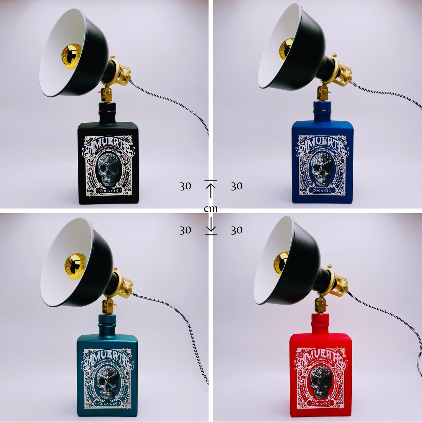 Gin Tischlampe aus echter Ginflasche – Handgemachte Design Lampe im Industrial Look – Upcycling Deko Lampe – Geschenkidee für Gin Liebhaber