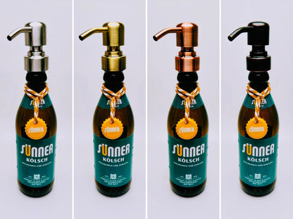 Kölsch-Seifenspender “Rheinschaum“ | Nachfüllbarer Seifenspender aus Kölsch-Bierflaschen | Handgemachtes Köln-Geschenk | Upcycling Bad-Deko