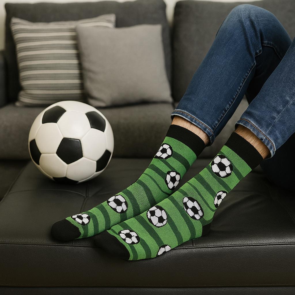 Lustiges Socken 4er Set – Bier, Grill, Fußball – Geschenkidee Männer – Größe 42–46