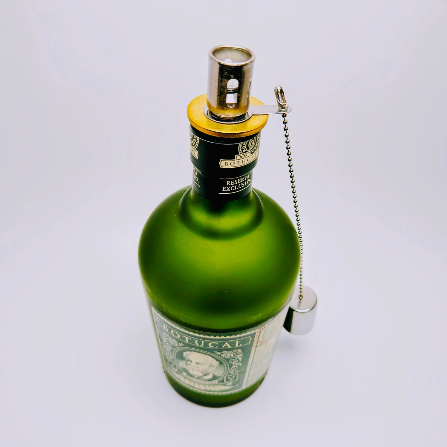 Rum-Öllampe ”Botucal” | Handgemachte Öllampe aus Botucal-Flaschen | Upcycling | Handgemacht | Individuell | Geschenk | Deko | H:23cm - 0,7l