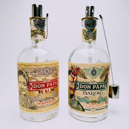 Rum-Öllampe ”Karibikfeuer” | Handgefertigt aus Rum-Flaschen | Stimmungsvolle Beleuchtung für Garten & Balkon | Perfektes Upcycling-Geschenk