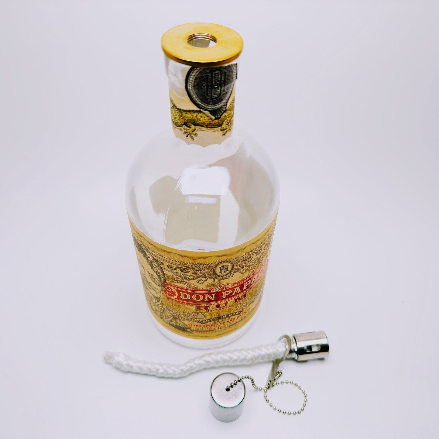 Rum-Öllampe ”Karibikfeuer” | Handgefertigt aus Rum-Flaschen | Stimmungsvolle Beleuchtung für Garten & Balkon | Perfektes Upcycling-Geschenk