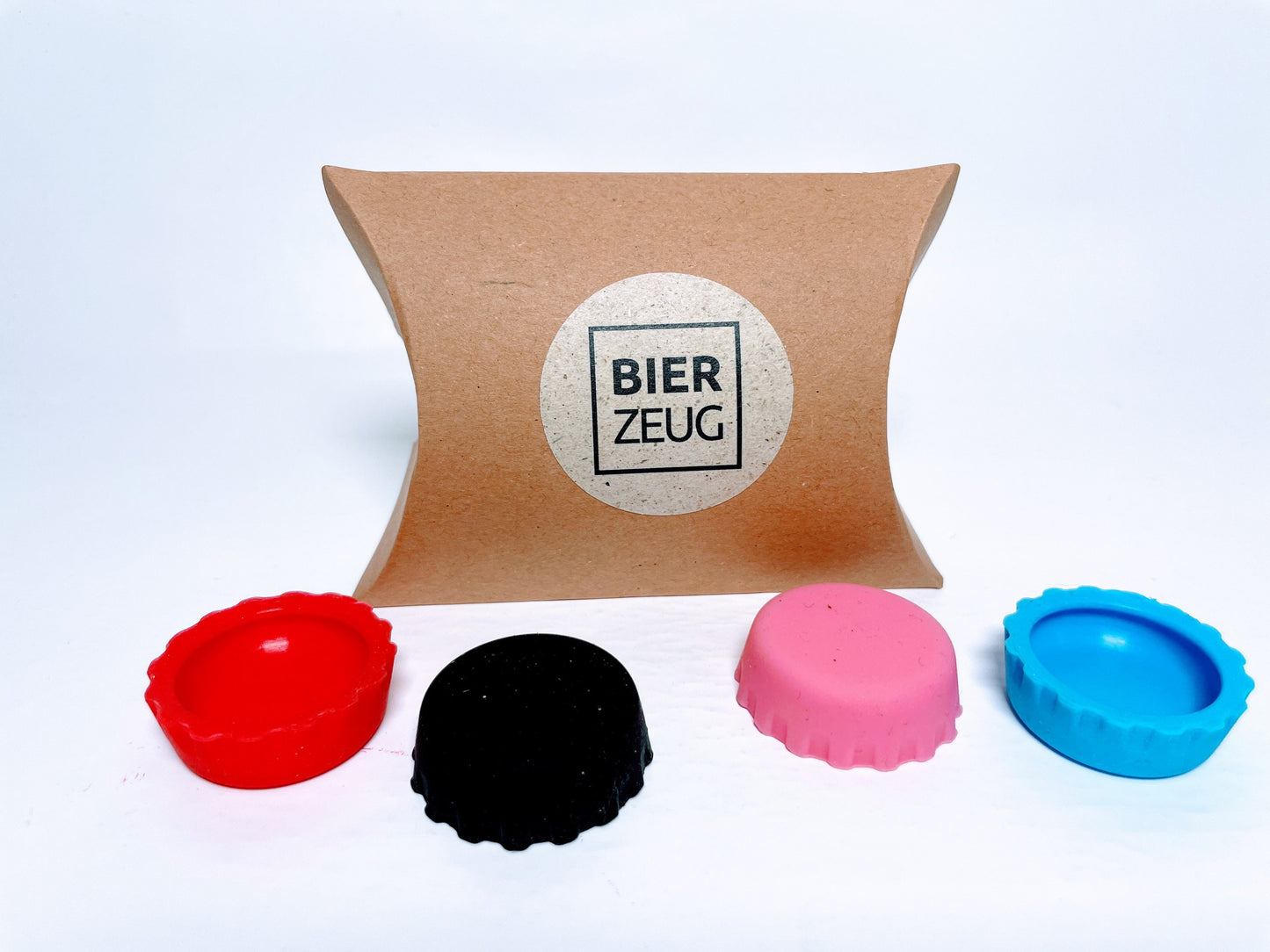 Silikon-Kronkorken "BierBuddys" 4er Set | Wiederverwendbare Flaschenverschlüsse zum Verschließen & Markieren | Spülmaschinenfest, Geschenk