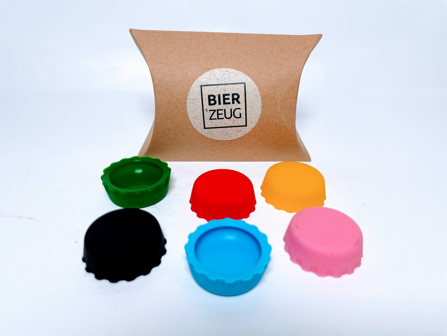 Silikon-Kronkorken "BierBuddys" 4er Set | Wiederverwendbare Flaschenverschlüsse zum Verschließen & Markieren | Spülmaschinenfest, Geschenk