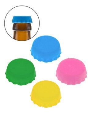 Silikon-Kronkorken "BierBuddys" 4er Set | Wiederverwendbare Flaschenverschlüsse zum Verschließen & Markieren | Spülmaschinenfest, Geschenk