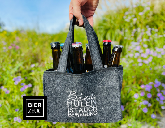 Bottle Carrier "Hops Shopper" | Felt Man Bag for 6 Beer Bottles | Sixpack Carry Bag | Beer Bottle Holder | Father's Day Gift
