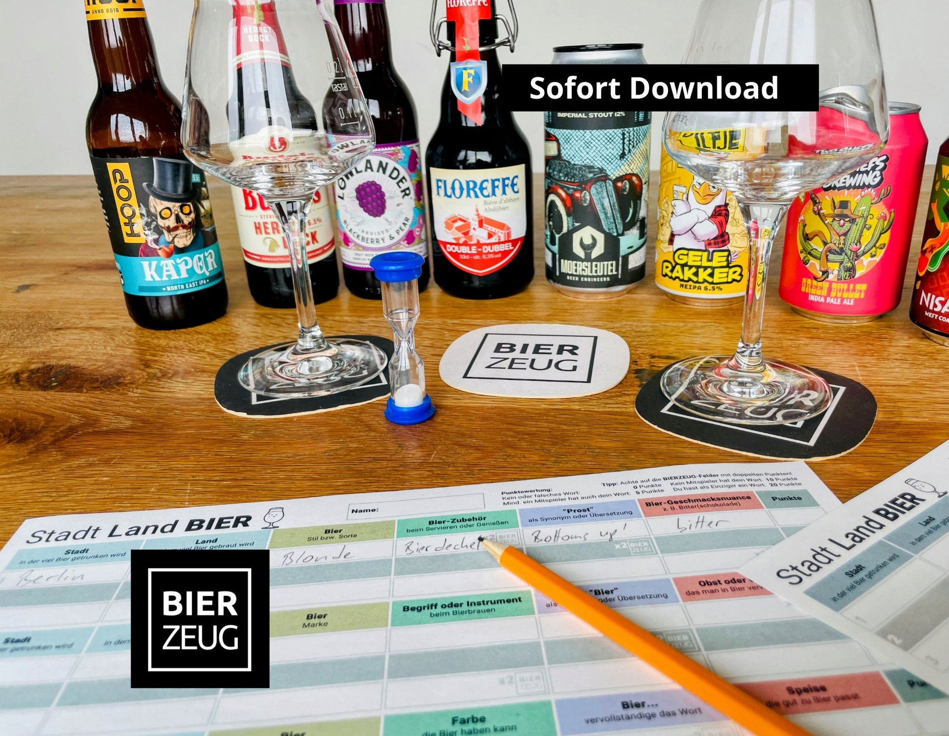 Stadt Land BIER | Kult-Spiel ”Stadt Land Fluss” für Bierliebhaber | Neu aufgelegt für Bier-Enthusiasten | Download als PDF zum Ausdrucken