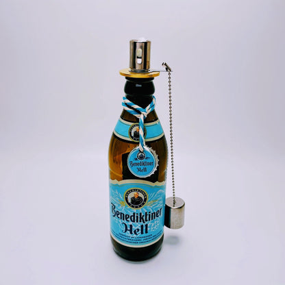 Upcycling Öllampe aus Helles-Bierflasche | Handgemachte Upcycling Gartenfackel | Geschenk für Bayern & Bier-Fans