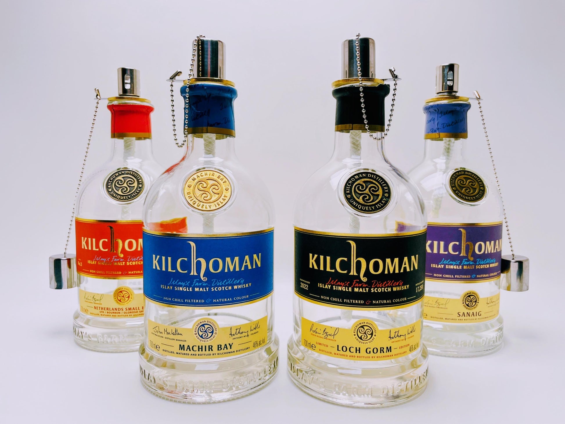 Whisky-Öllampe Kilchoman | Handgemachte Öllampe aus Kilchoma Whiskey Flaschen | Upcycling | Individuell | Geschenk | Schottland | Deko