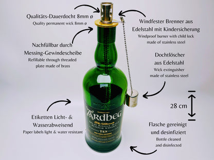 Whisky-Öllampe ”Ardbeg” | Handgemachte Öllampe aus Ardbeg Whisky Flaschen | Upcycling Deko | Individuelles Geschenk aus Schottland