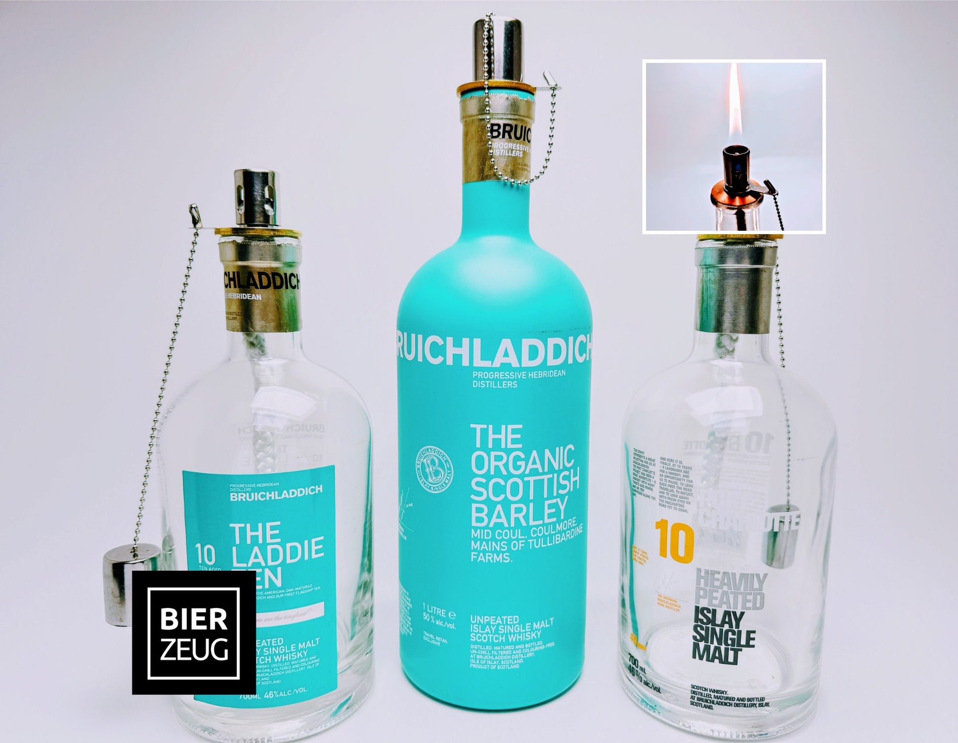 Whisky-Öllampe ”Bruichladdich” | Handgemachte Öllampe aus Bruichladdich Flaschen | Upcycling | Individuell | Geschenk | Schottland | Deko
