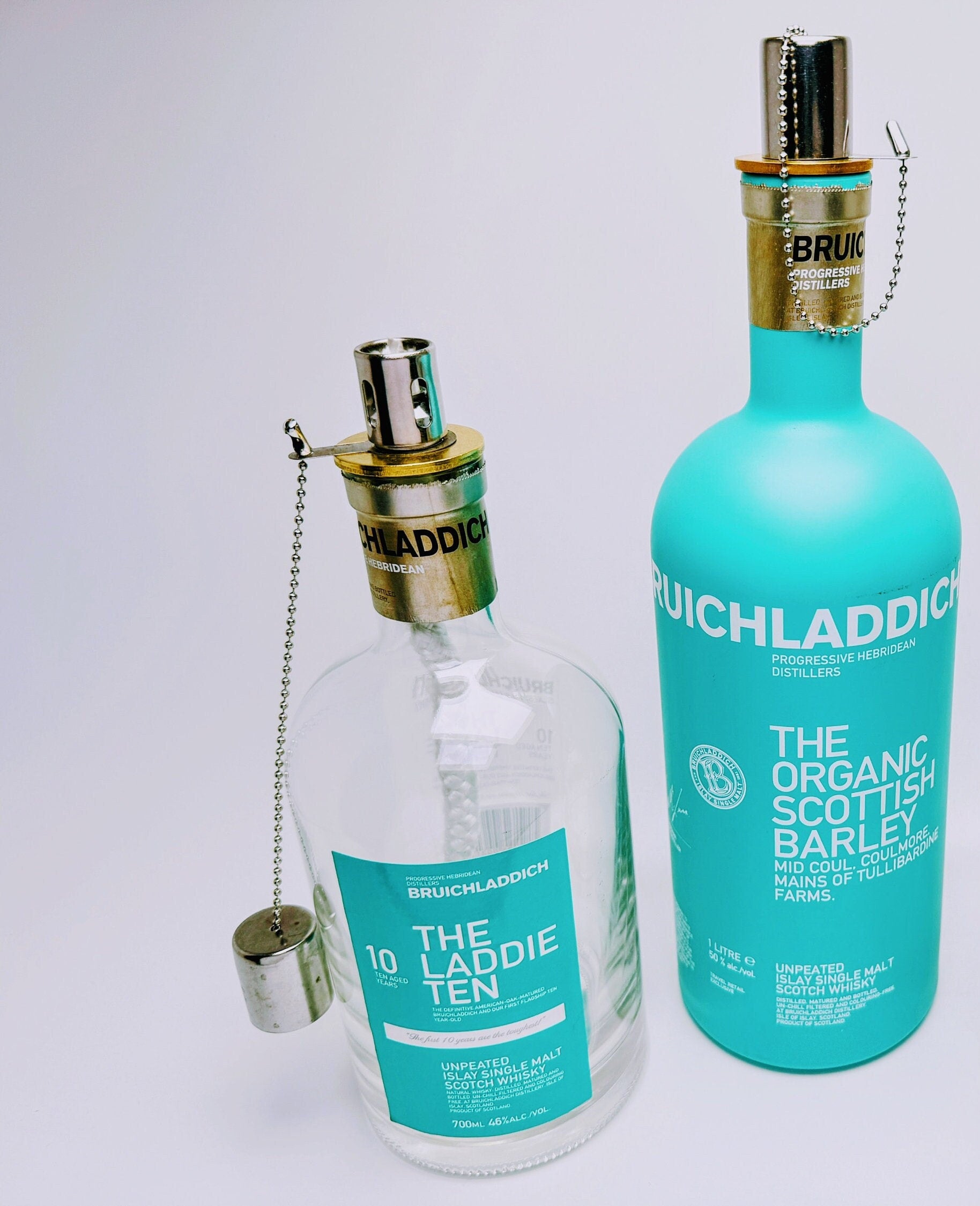 Whisky-Öllampe ”Bruichladdich” | Handgemachte Öllampe aus Bruichladdich Flaschen | Upcycling | Individuell | Geschenk | Schottland | Deko