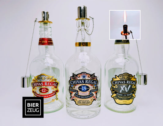 Whisky-Öllampe ”Chivas Glow” | Handgemachte Öllampe aus Chivas Regal Flaschen | Upcycling | Individuell | Geschenk | Schottland | Deko