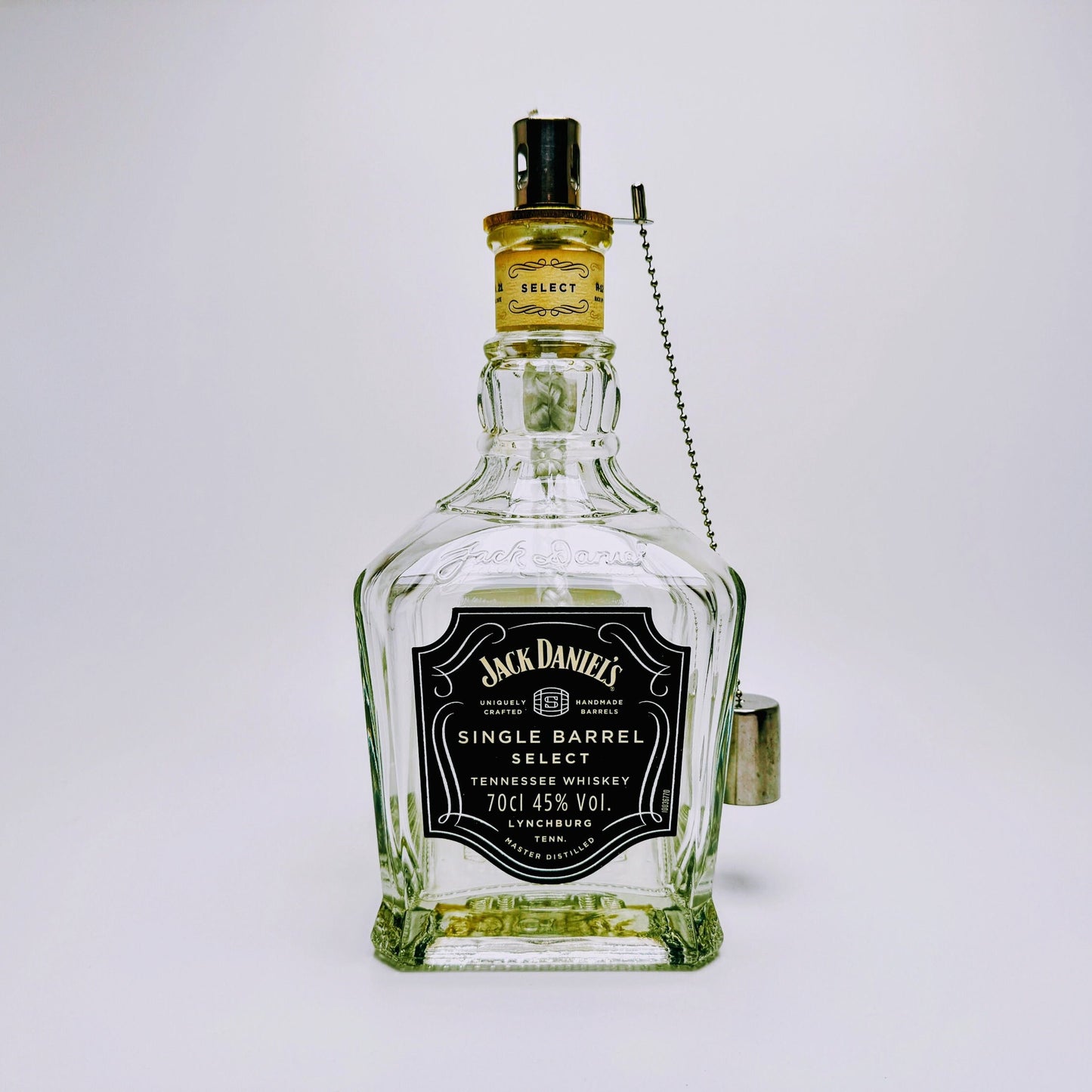 Whisky-Öllampe ”Jack Daniels” | Handgemachte Öllampe aus Jack Daniels Single Barrel Flasche | Upcycling Deko | Individuelles Geschenk