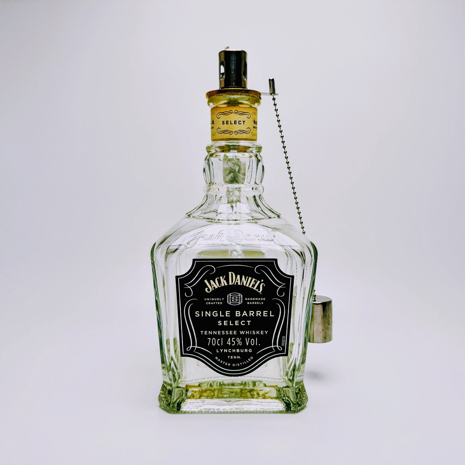 Whisky-Öllampe ”Jack Daniels” | Handgemachte Öllampe aus Jack Daniels Single Barrel Flasche | Upcycling Deko | Individuelles Geschenk