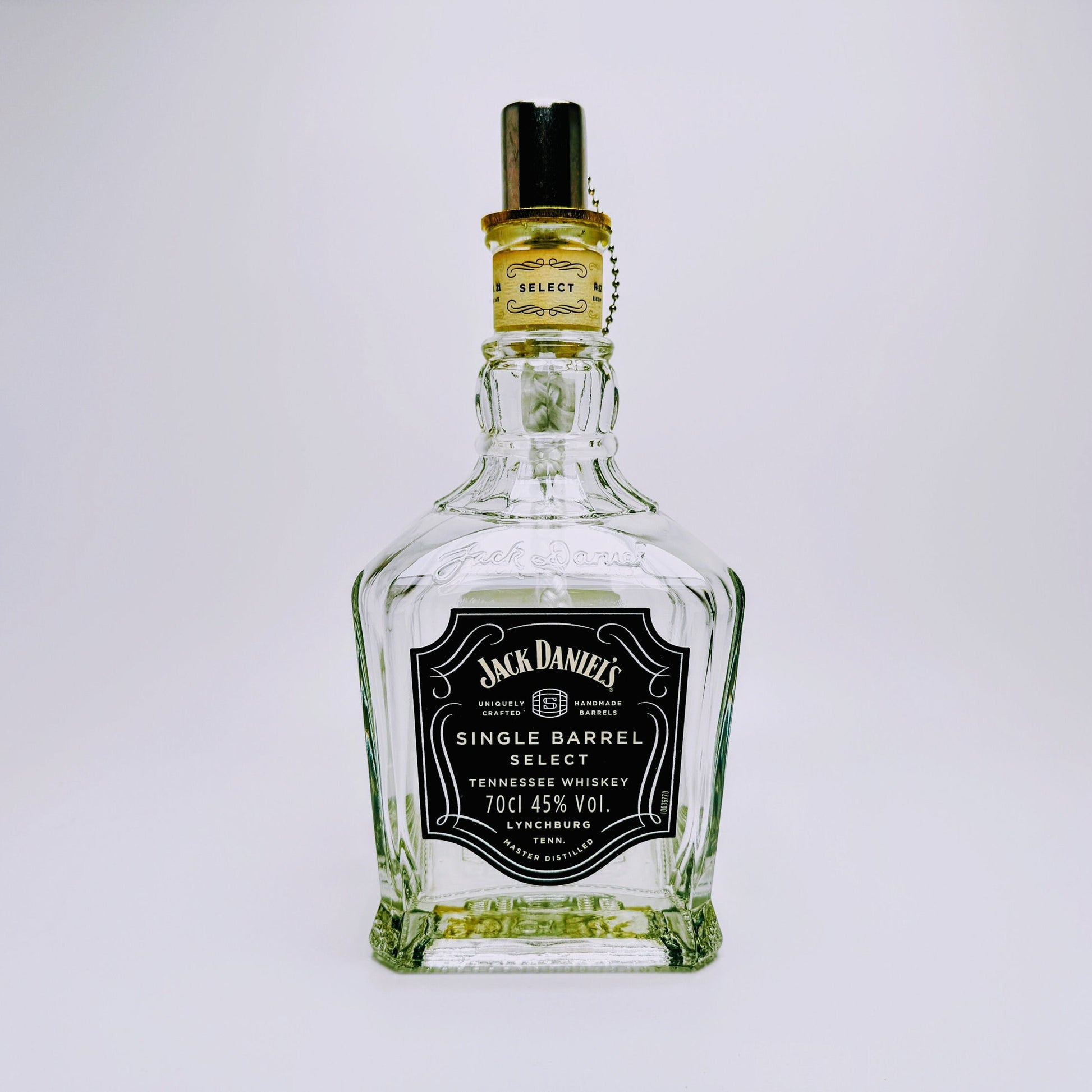 Whisky-Öllampe ”Jack Daniels” | Handgemachte Öllampe aus Jack Daniels Single Barrel Flasche | Upcycling Deko | Individuelles Geschenk