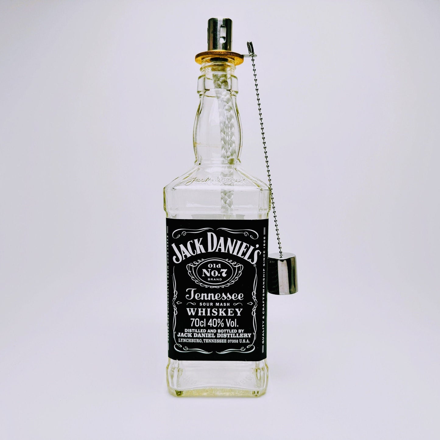 Whisky-Öllampe ”Jack Daniels” | Handgemachte Öllampe aus Jack Daniels Single Barrel Flasche | Upcycling Deko | Individuelles Geschenk