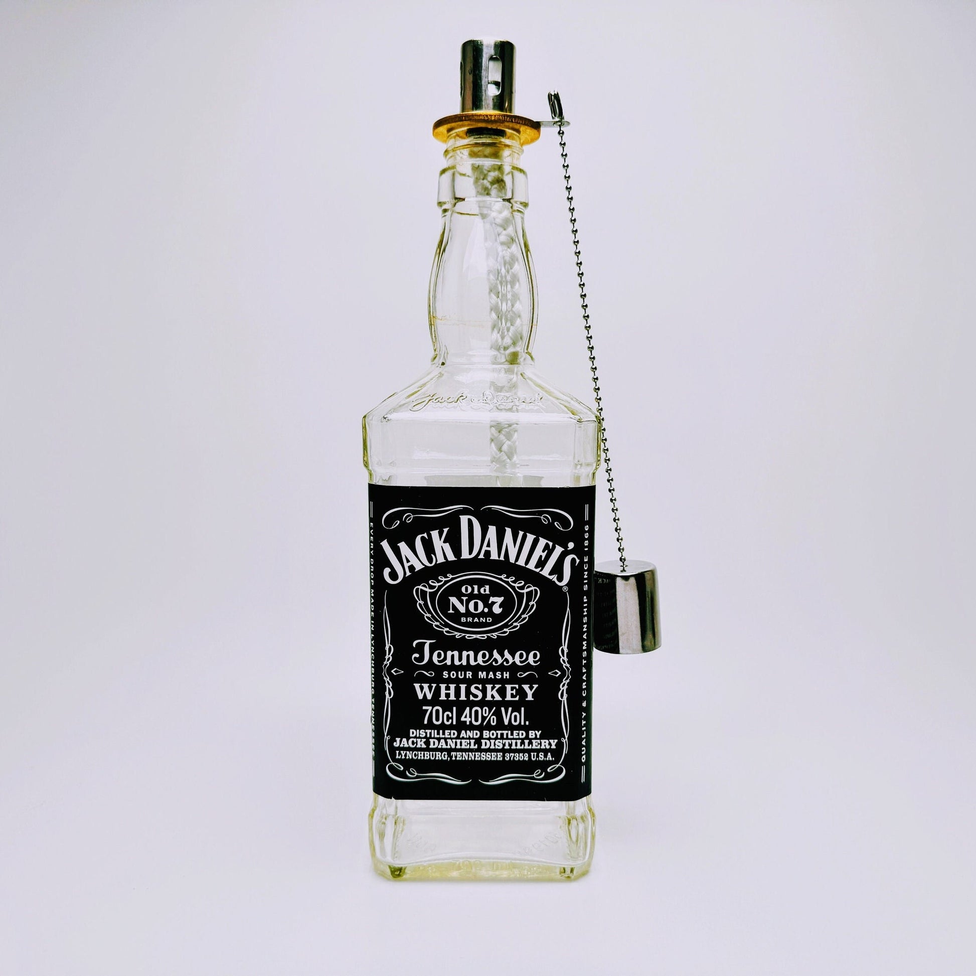Whisky-Öllampe ”Jack Daniels” | Handgemachte Öllampe aus Jack Daniels Single Barrel Flasche | Upcycling Deko | Individuelles Geschenk