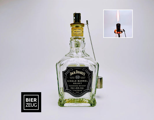 Whisky-Öllampe ”Jack Daniels” | Handgemachte Öllampe aus Jack Daniels Single Barrel Flasche | Upcycling Deko | Individuelles Geschenk