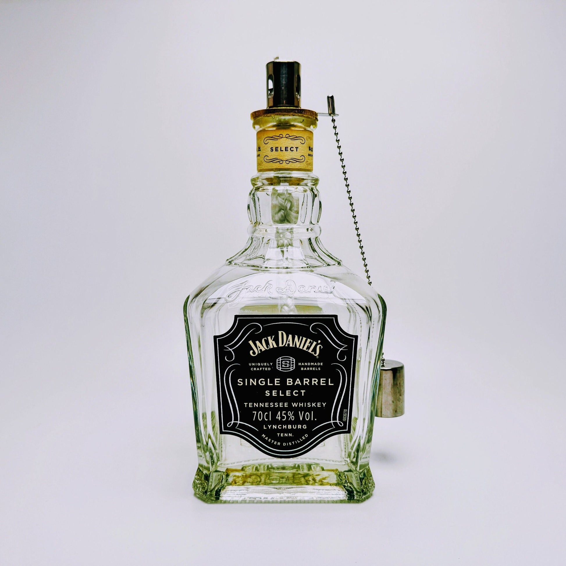 Whisky-Öllampe ”Jack Daniels” | Handgemachte Öllampe aus Jack Daniels Single Barrel Flasche | Upcycling Deko | Individuelles Geschenk