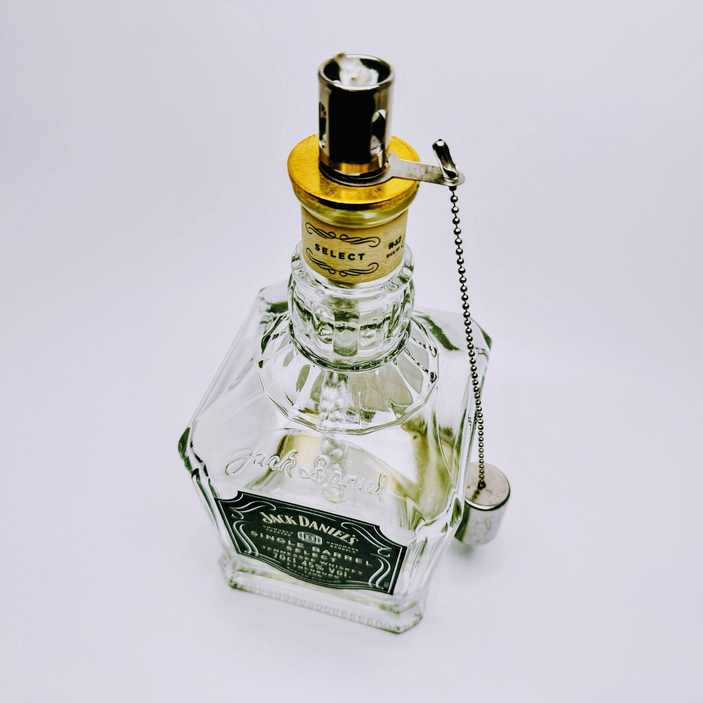 Whisky-Öllampe ”Jack Daniels” | Handgemachte Öllampe aus Jack Daniels Single Barrel Flasche | Upcycling Deko | Individuelles Geschenk