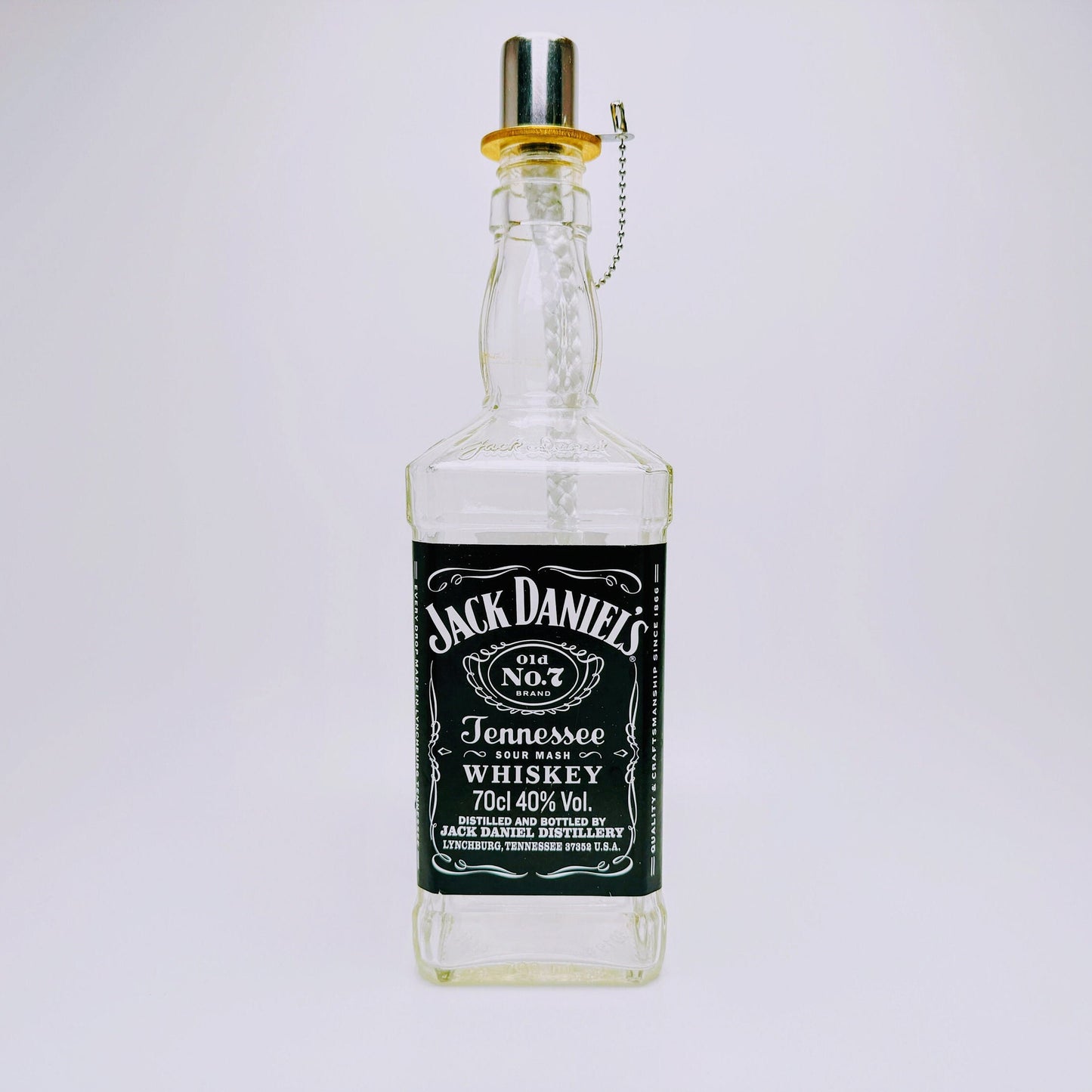Whisky-Öllampe ”Jack Daniels” | Handgemachte Öllampe aus Jack Daniels Single Barrel Flasche | Upcycling Deko | Individuelles Geschenk