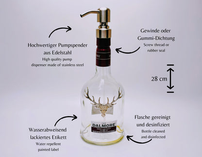 Whisky-Seifenspender Dalmore | Upcycling Pumpspender aus Dalmore Whiskey Flaschen | Nachfüllbar mit Seife | Bad Deko | Geschenk Jäger