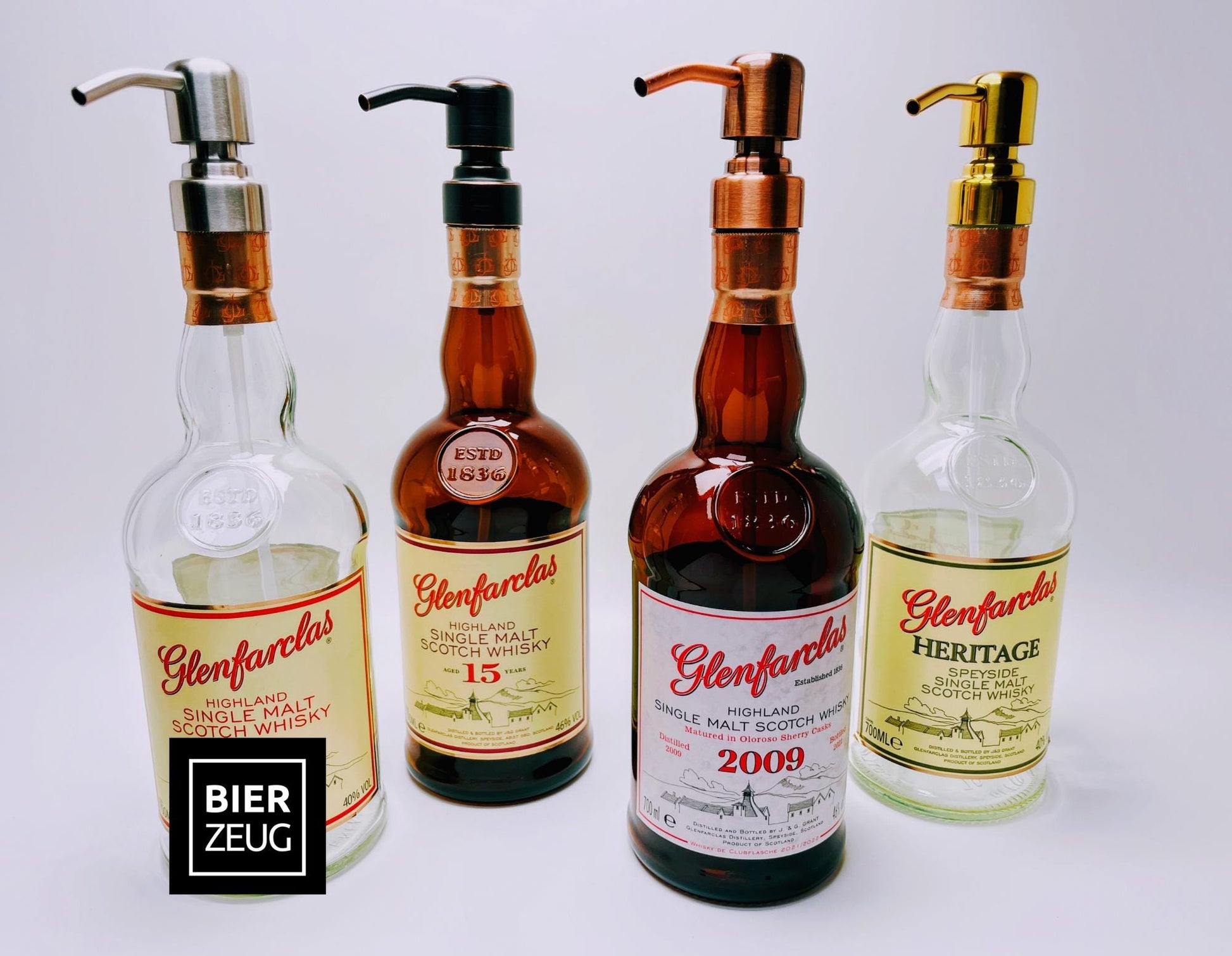 Whisky-Seifenspender Glenfarclas | Upcycling Pumpspender aus Glenfarclas Whiskey Flaschen | Nachfüllbar mit Seife | Bad Deko | Geschenk
