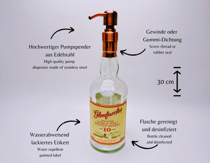 Whisky-Seifenspender Glenfarclas | Upcycling Pumpspender aus Glenfarclas Whiskey Flaschen | Nachfüllbar mit Seife | Bad Deko | Geschenk